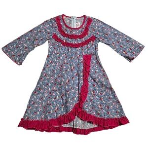 Lilli Lovebird boutique cottage core bird print dress 4 years